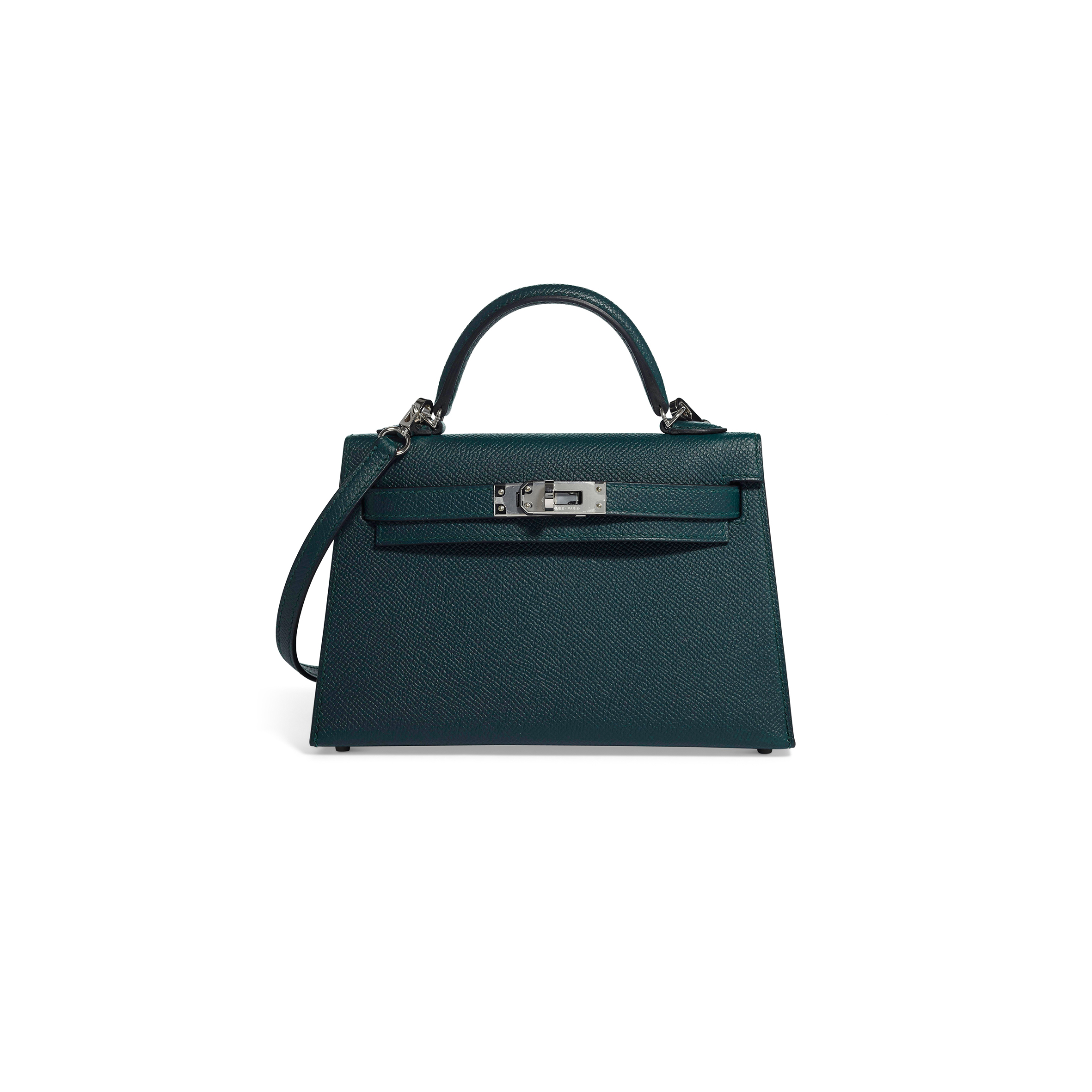 HERMÈS MASTER MINI KELLY IIEPSOM DUCK BLUE WITH PALLADIUM HARDWARE (19*12*5.5cm) 